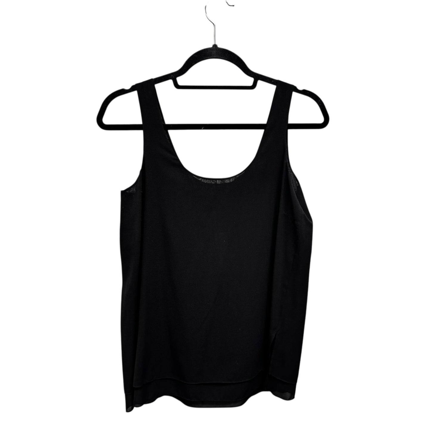 NWT Vince Black Sleeveless Scoop Neck Side Slit Silk Tank Top Womens X-Small