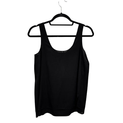 NWT Vince Black Sleeveless Scoop Neck Side Slit Silk Tank Top Womens X-Small