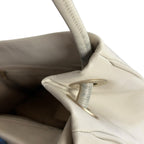 Chanel Beige Leather White Flower Camellia Double Handle Tote Shoulder Bag