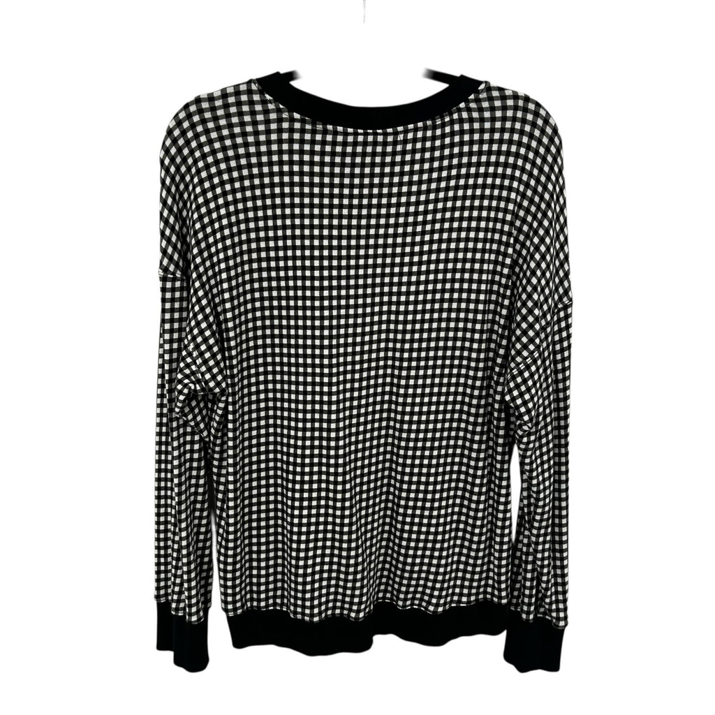 Alice + Olivia Natalie Black White Gingham French Terry Sweatshirt Womens Large