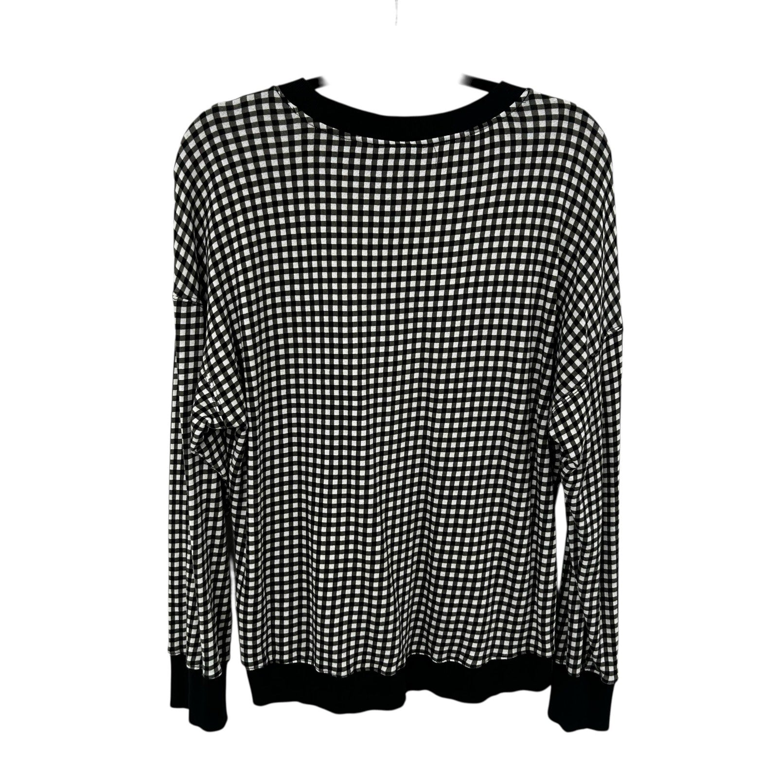 Alice + Olivia Natalie Black White Gingham French Terry Sweatshirt Womens Large