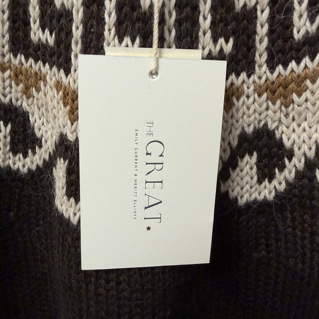 NWT The Great Greek Key Pullover Sweater Driftwood Neutral Intarsia 0 / US XS
