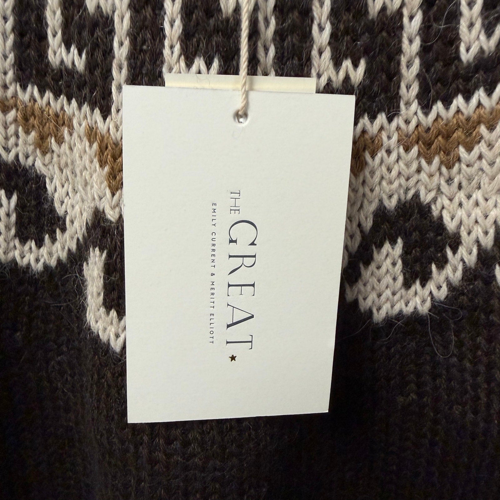 NWT The Great Greek Key Pullover Sweater Driftwood Neutral Intarsia 0 / US XS