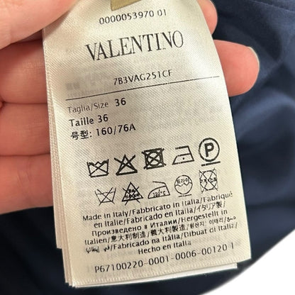 NWT Valentino Indigo Birch Crepe Couture Wool Silk Blend Dress Womens 36 / US 0