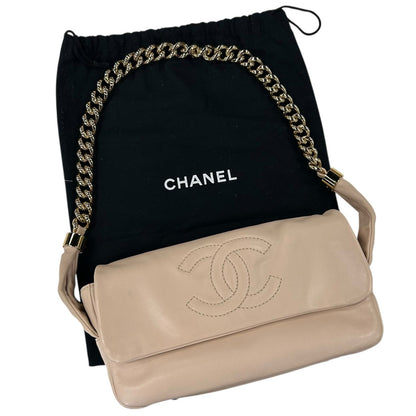 Chanel Blush Lambskin Gold Chain Stitch Logo Rodeo Drive Flap Shoulder Bag