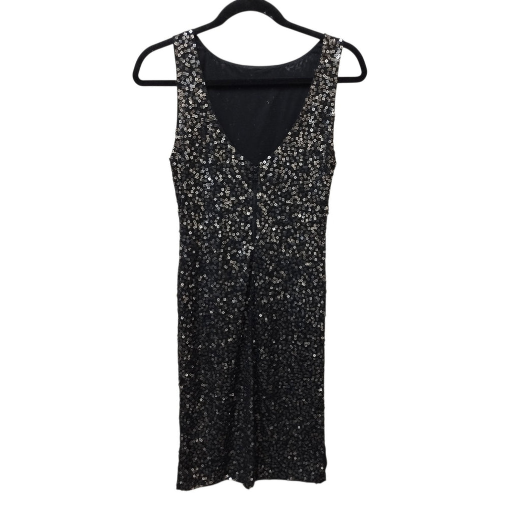 Alice + Olivia Women Open Back Sequin Dress 2 Black Cocktail Event Occasion Glam