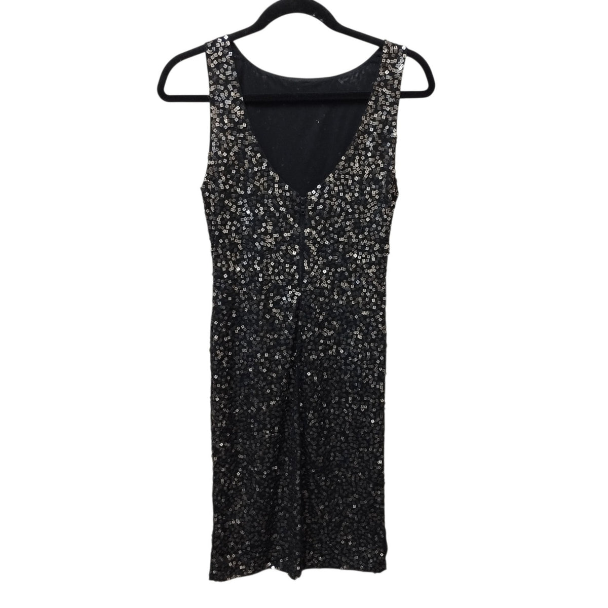 Alice + Olivia Women Open Back Sequin Dress 2 Black Cocktail Event Occasion Glam