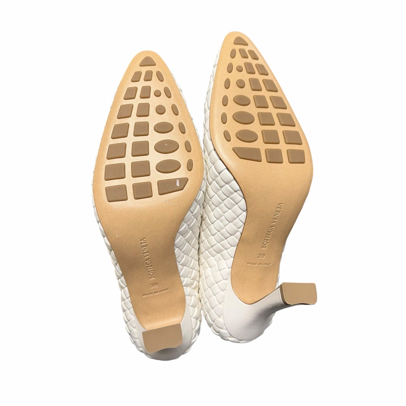 Bottega Veneta Sofia Intrecciato Woven Leather Pumps White Womens IT 39 / US 9