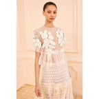 NWT Ulla Johnson Handmade Pearled Ivory Crochet Aliya Organza Blouse Womens 2