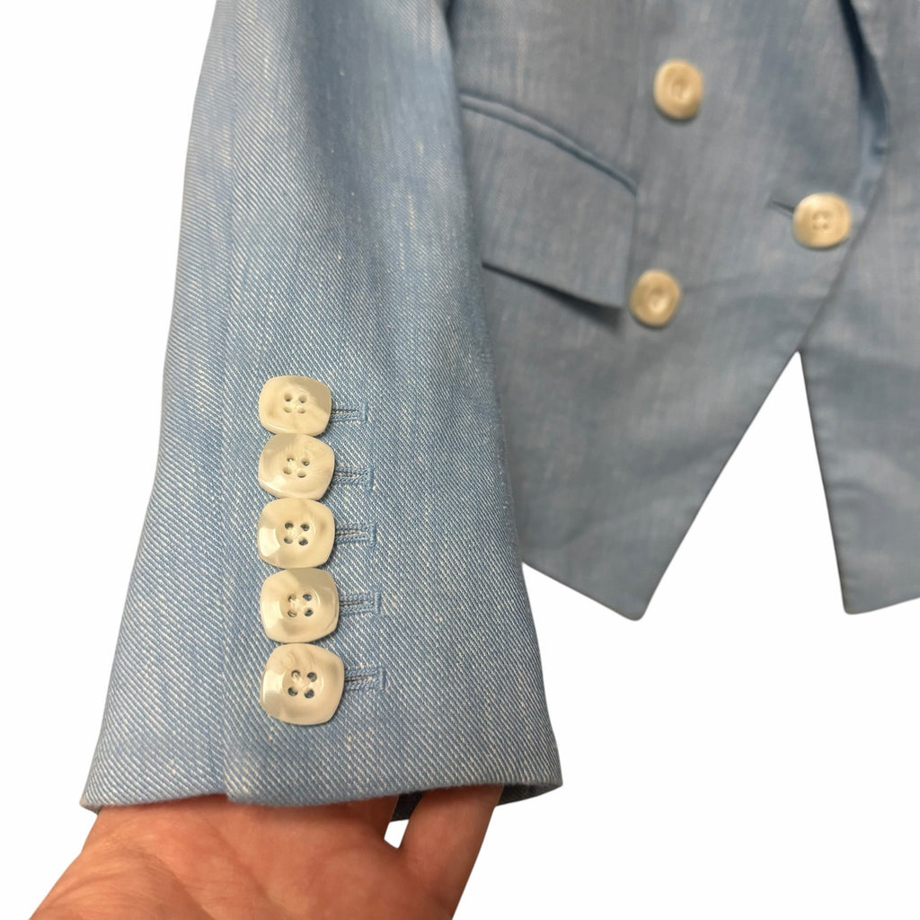 Veronica Beard Diego Dickey Linen Blend Blazer Jacket Light Blue Womens 4