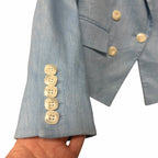 Veronica Beard Diego Dickey Linen Blend Blazer Jacket Light Blue Womens 4