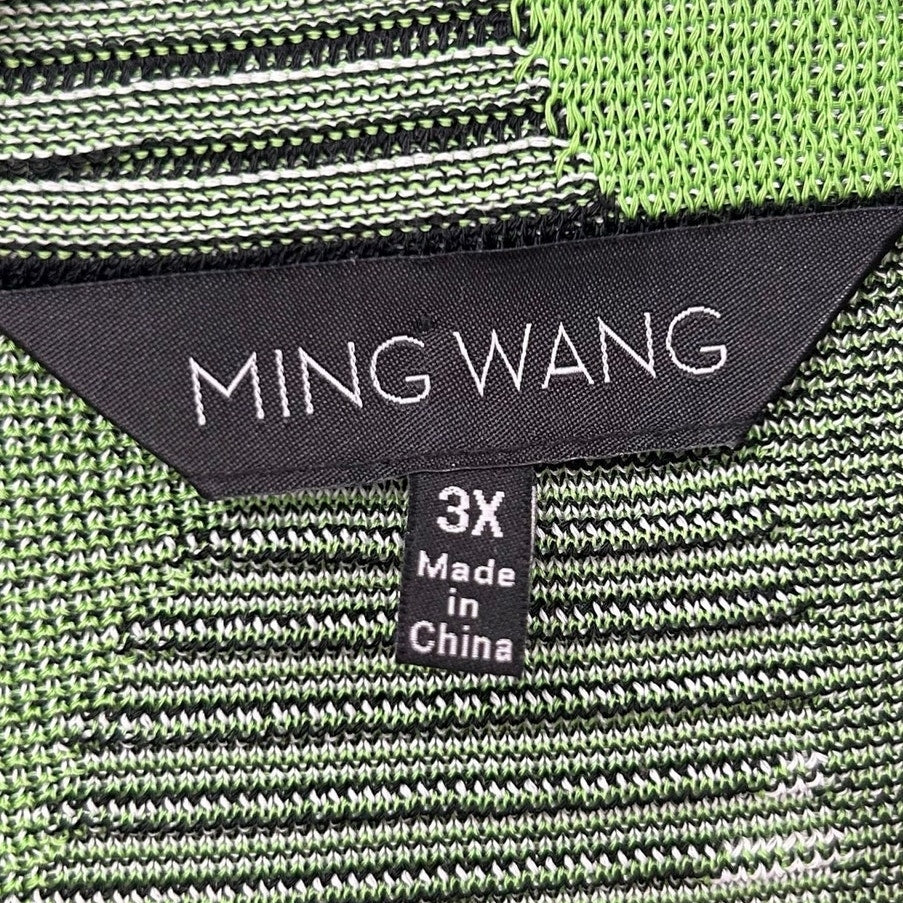 Ming Wang Green Black Long Sleeve Front Closure Abstract Print Jacket Womens 3X