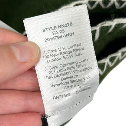 NWT Madewell Loden Green White Contrast Blanket-Stitch Wool Blend Scarf