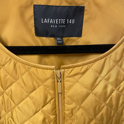 Lafayette 148 New York Full Zip Quilted Vest Mustard Yellow Womens Plus Size XXL
