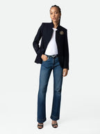 NWT Zadig & Voltaire Navy Very Multi Strass Embellished Blazer 34 / US XS
