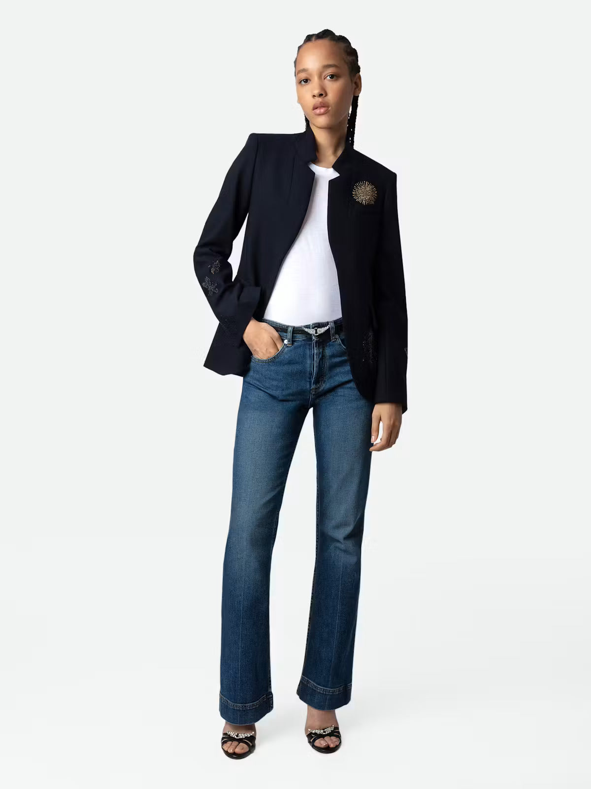 NWT Zadig & Voltaire Navy Very Multi Strass Embellished Blazer 34 / US XS