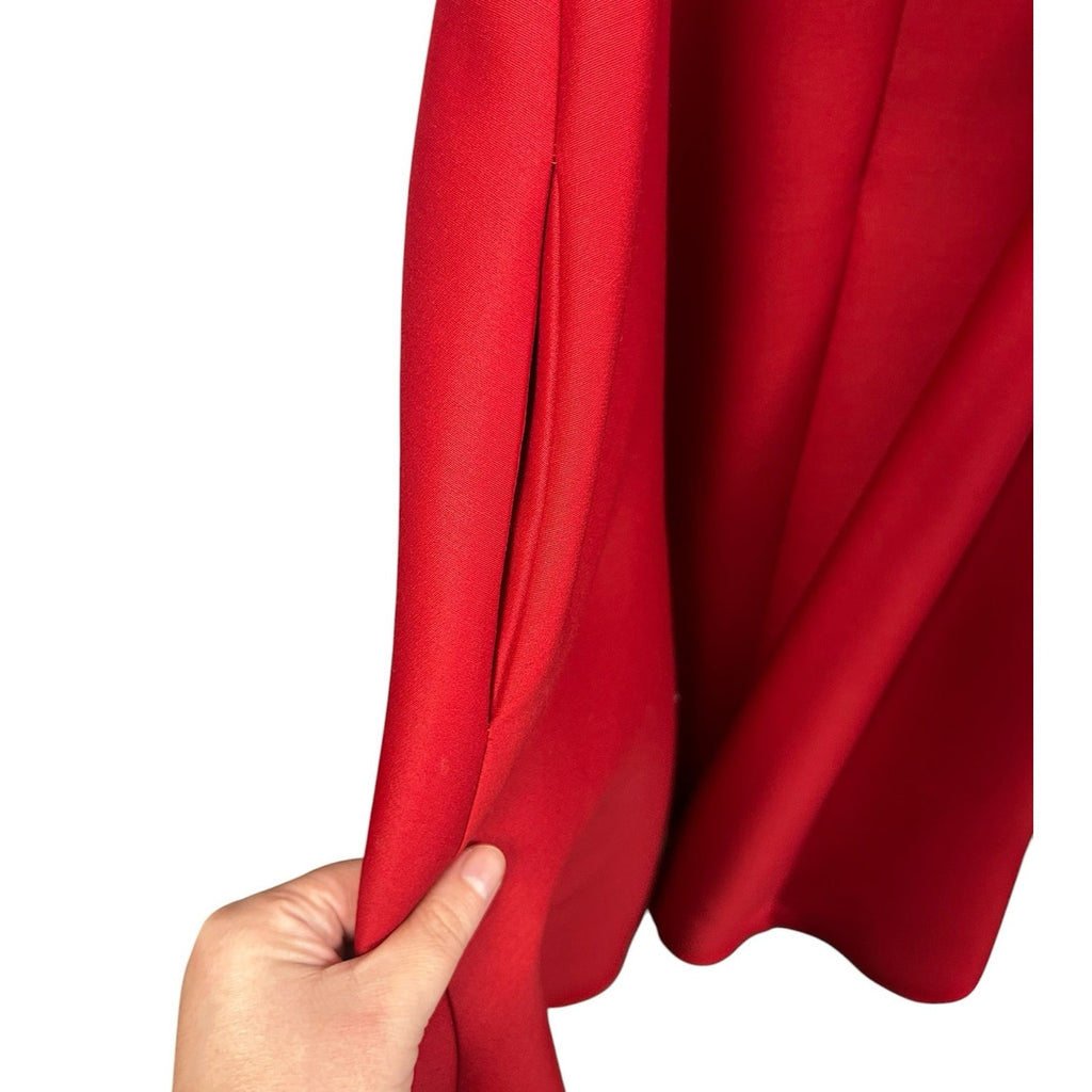 Christian Dior Paris Red Belted A Line Flare Sleeveless Midi Dress Womens US 2