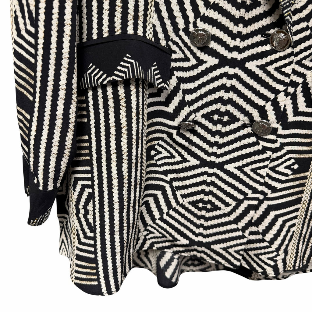 NWT Camilla Pure Silk Double Breasted Soft Jacket Black White Zebra Print Small