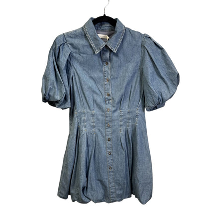 NWT Johnathan Simkhai Standard Blue Denim Puff Sleeve Ciara Mini Dress Womens 2