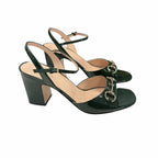 Gucci Lady Horsebit 75 Patent Leather Sandals Dark Green Size 39 / US 9 Timeless