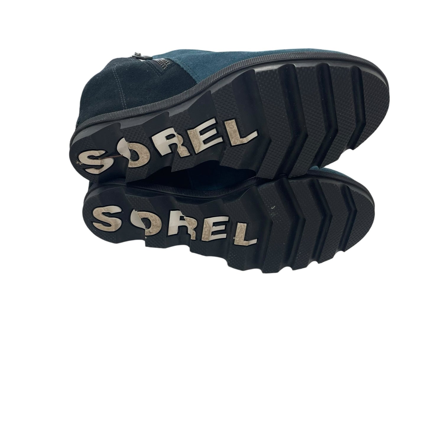 Sorel Joan of Arctic Wedge II Zip Bootie Dark Seas Suede Leather Womens 8