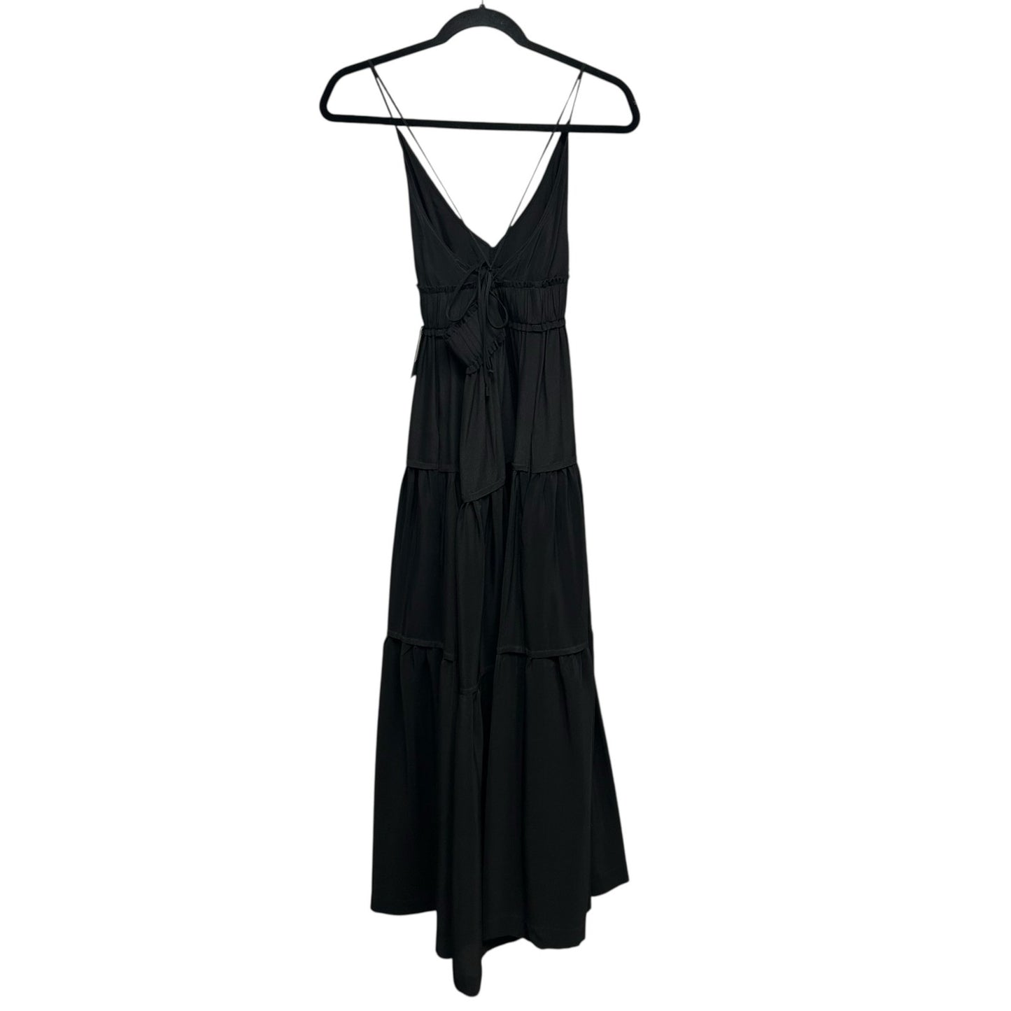 NWT Three Graces London Black 100% Silk Chloe Tiered Maxi Dress Womens 8 / US 4