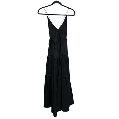 NWT Three Graces London Black 100% Silk Chloe Tiered Maxi Dress Womens 8 / US 4