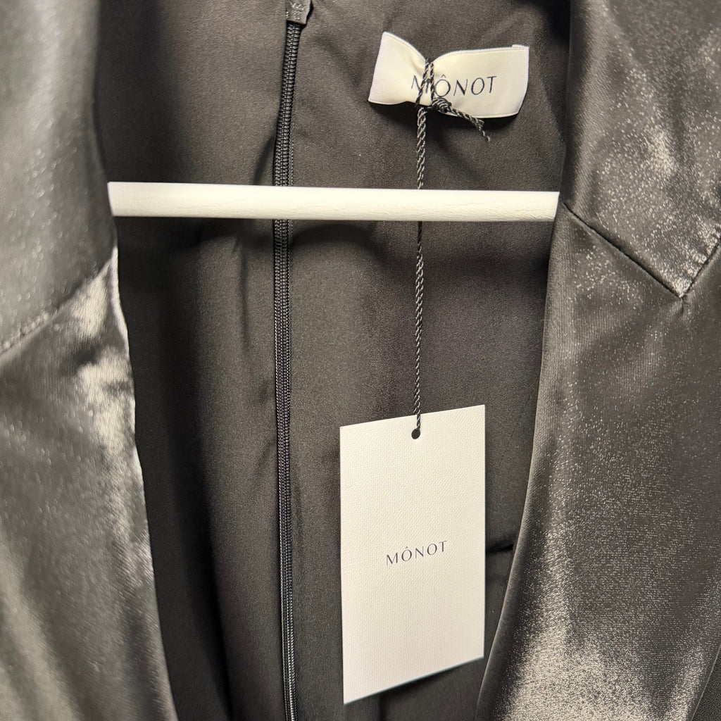 NWT Monot Tuxedo Playsuit Romper Lamé Trim Black Crepe Womens IT 36 / US 0