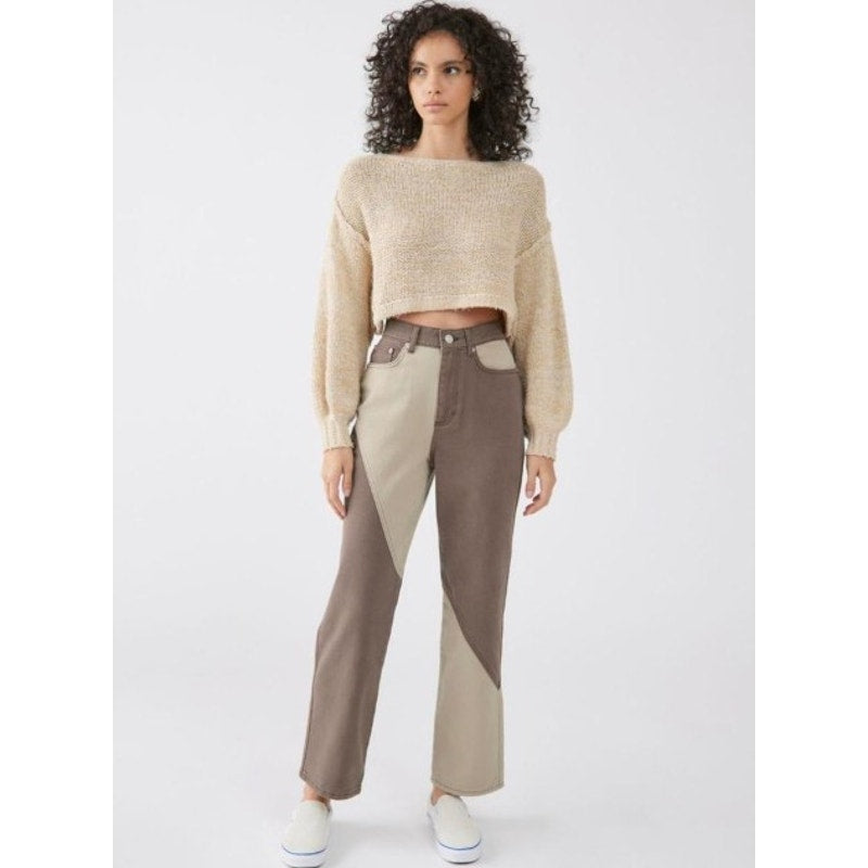 BDG Brown Tan Two Tone High Waisted Cowboy 100% Cotton Jeans Womens 30 / 10