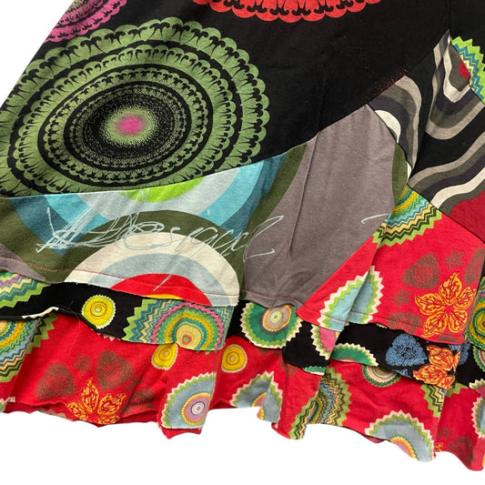 Y2K Desigual Pure Cotton Mixed Print Multicolor Pull On Skirt Womens Small