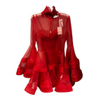 NWT Zimmermann Red Rebellion Lantern Silk Organza Mini Dress Womens US 4