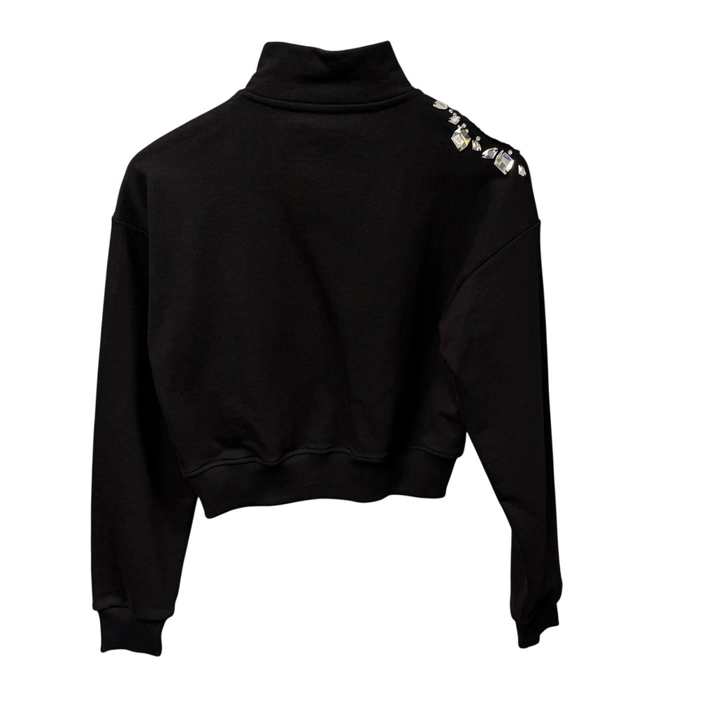 NWT Area Embellished Crystal Cluster Cutout Zip Sweatshirt Black XS Grunge Glam