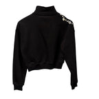 NWT Area Embellished Crystal Cluster Cutout Zip Sweatshirt Black XS Grunge Glam