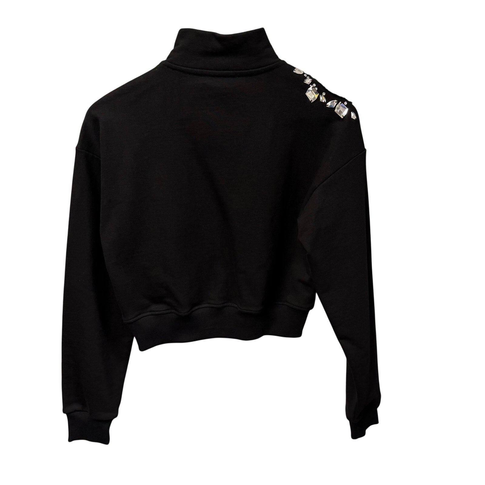NWT Area Embellished Crystal Cluster Cutout Zip Sweatshirt Black XS Grunge Glam
