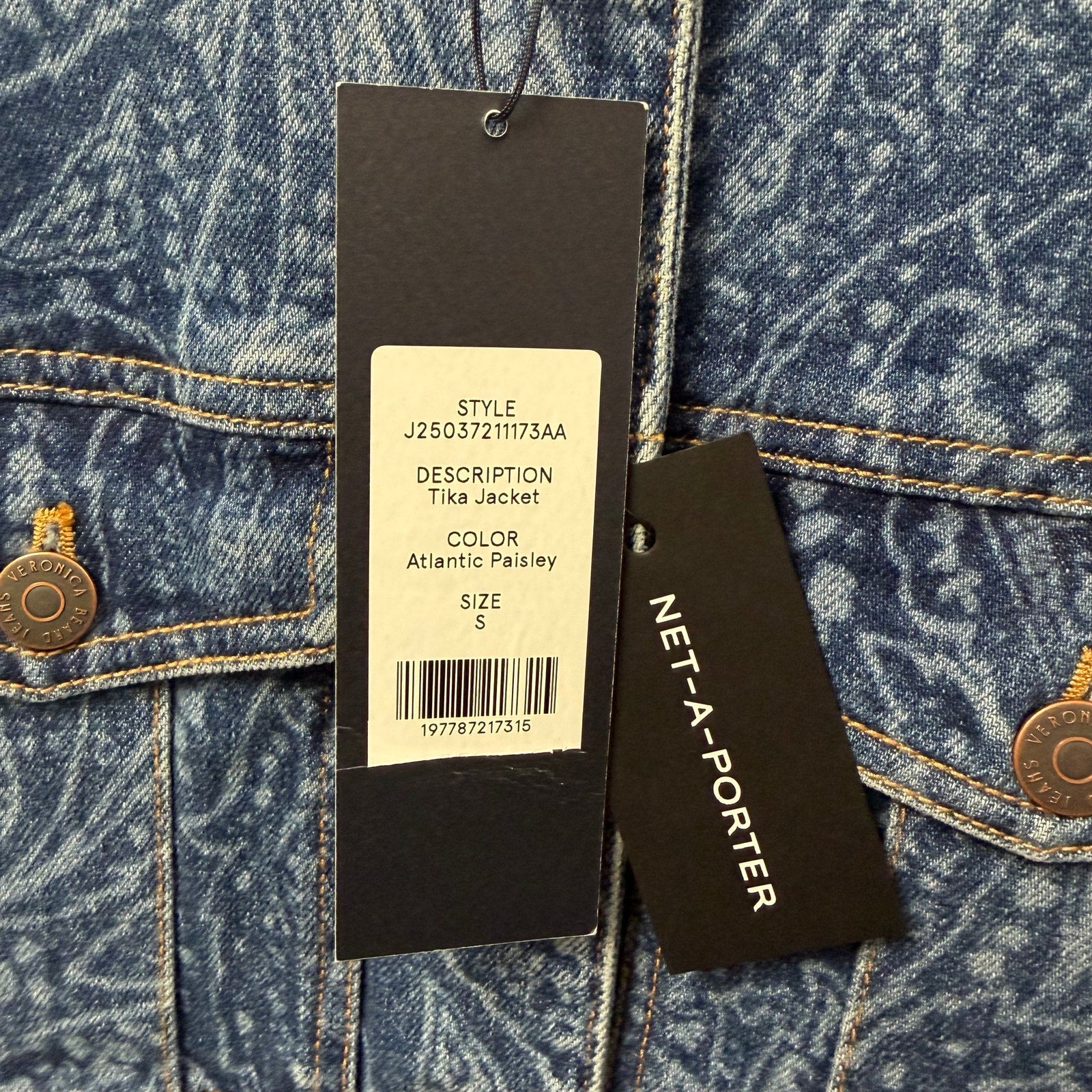 NWT Veronica Beard Jeans Tika Jacket Atlantic Paisley Denim Womens Small