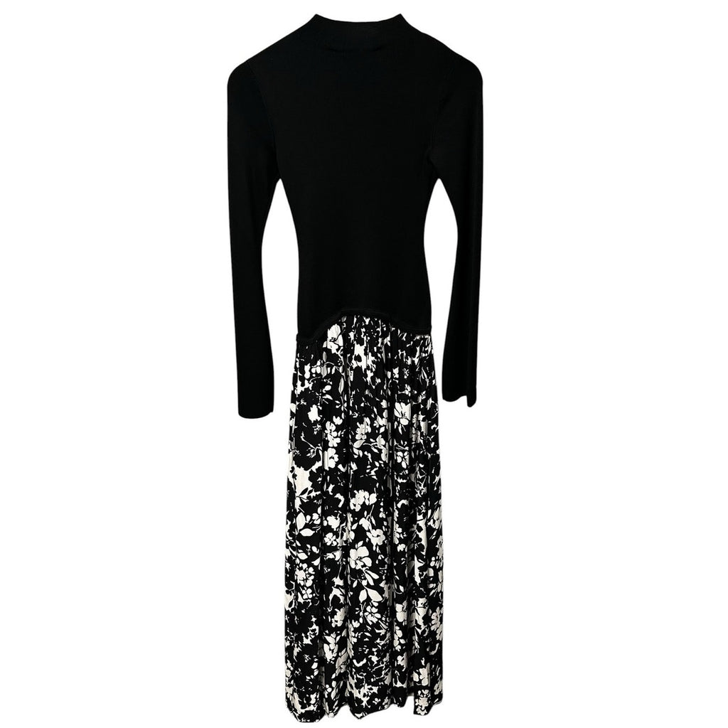 NWT Solid & Striped Black White Floral Soglio Long Sleeve Maxi Dress Womens XS