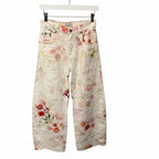 Gabriela Hearst Amoret Printed Linen Barrel-Leg Jeans Multi White Floral Size 24