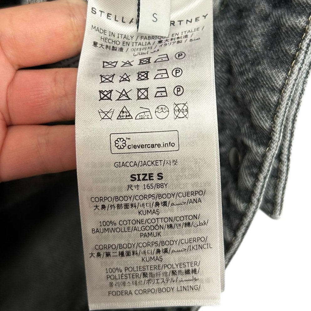 Stella McCartney Grey Wash Hybrid Denim Button Up Tailored Jacket Womens Small