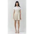 NWT Simkhai Sand Tan White Sundae Linen Blend Flare Mini Dress Womens 2