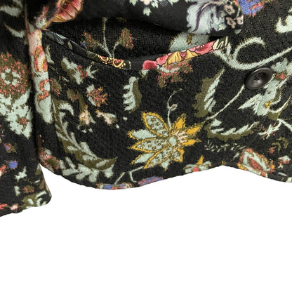 Anthropologie Aldomartins Wool Blend Knit Black Floral Intarsia Blazer Size 4