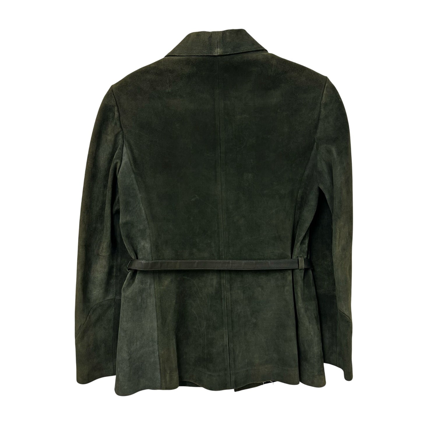 Vintage 70’s Gucci Dark Green Suede Open Front Belted Jacket Womens 48 / US 4