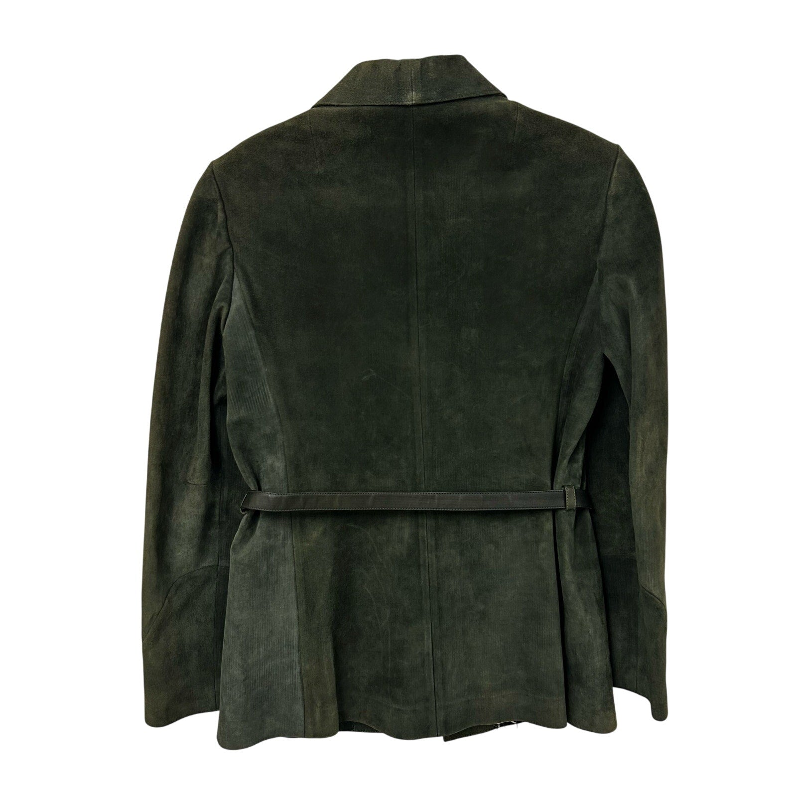 Vintage 70’s Gucci Dark Green Suede Open Front Belted Jacket Womens 48 / US 4
