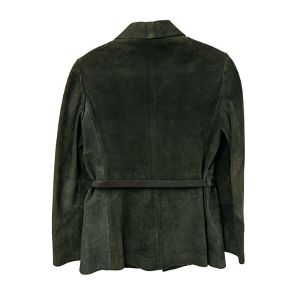 Vintage 70’s Gucci Dark Green Suede Open Front Belted Jacket Womens 48 / US 4