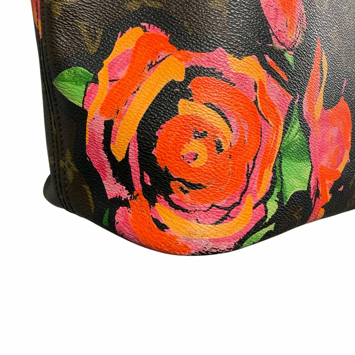 Louis Vuitton Stephen Sprouse Roses Neverfull Handbag Brown Pink Floral Designer