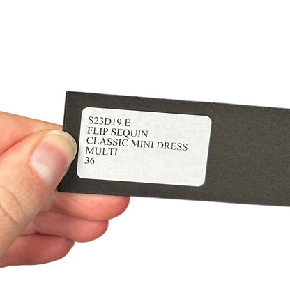 NWT Halpern Multicolor Flip Sequin Classic Tulle Mini Dress Womens 36 / US 4