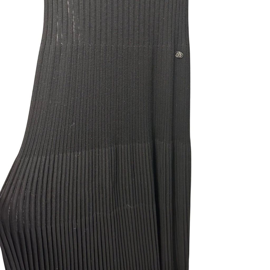 Chanel Black Wool Silk Blend Ribbed Knit Short Sleeve Maxi Dress Womens 36 / 00