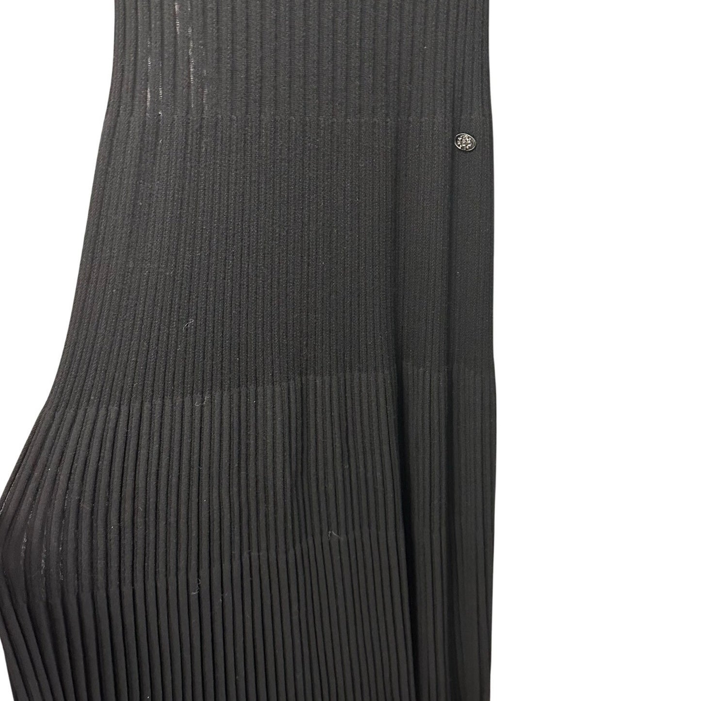 Chanel Black Wool Silk Blend Ribbed Knit Short Sleeve Maxi Dress Womens 36 / 00