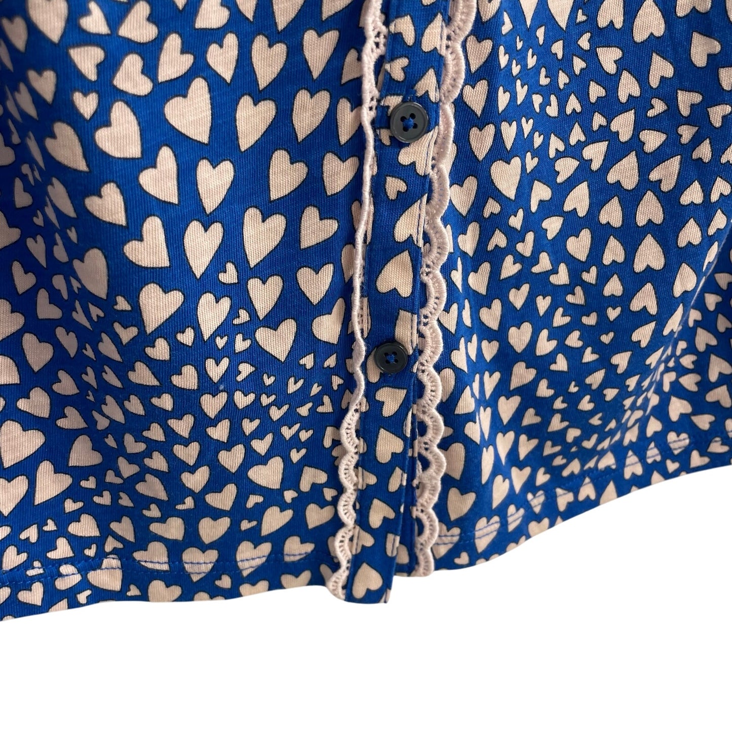 Boden Smocked Jersey Shirt Gallery Blue Heart Cluster Button Up Womens Size 2