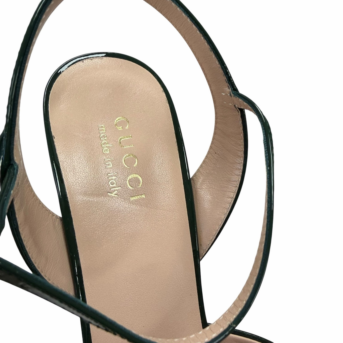 Gucci Lady Horsebit 75 Patent Leather Sandals Dark Green Size 39 / US 9 Timeless