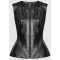 Alexander McQueen Seamed Leather Sleeveless Zip Up Vest Black Womens 36 / US 0